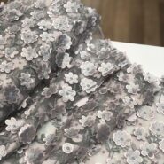 پارچه دانتل سه بعدی مدل P1 نقره ای